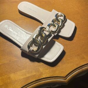 Never worn Blush Pink Slides with Gold Accent. 8.5